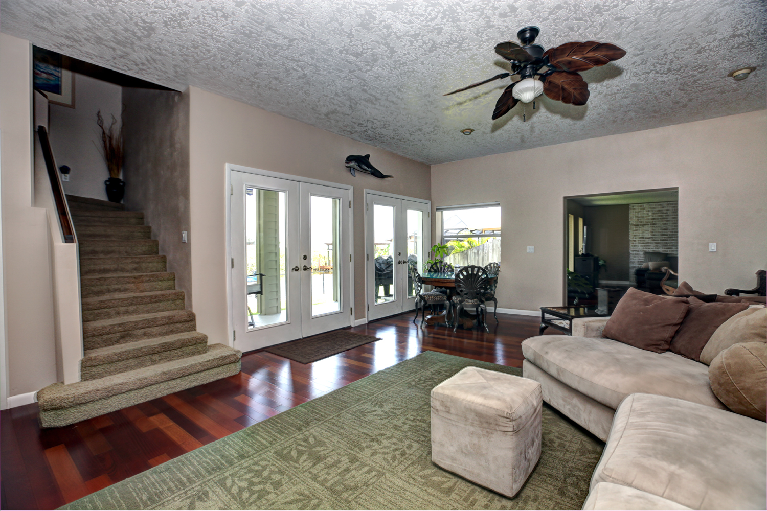 living room and stairs real estate photography